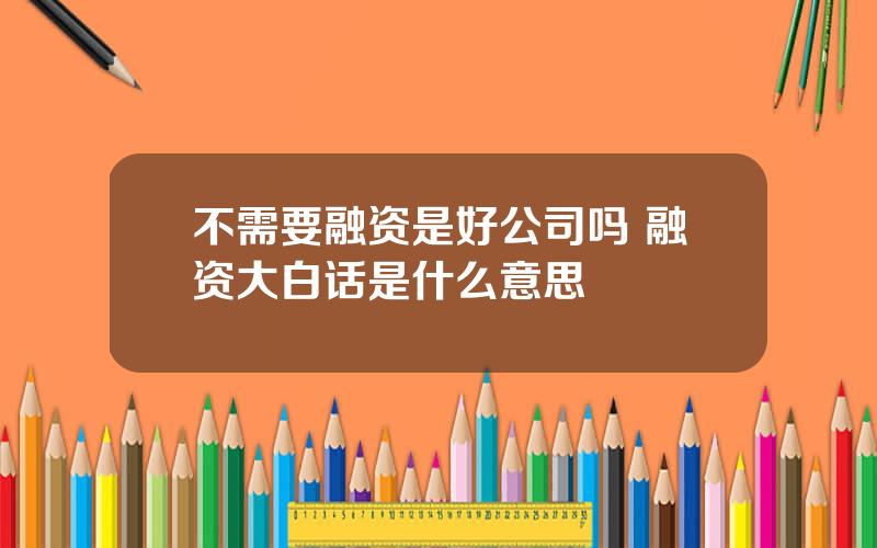 不需要融资是好公司吗 融资大白话是什么意思